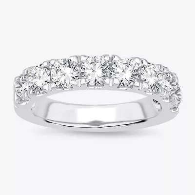 (H-I / Si1-Si2) Womens 3MM 2 CT. T.W. Lab Grown White Diamond 14K Gold Wedding Band