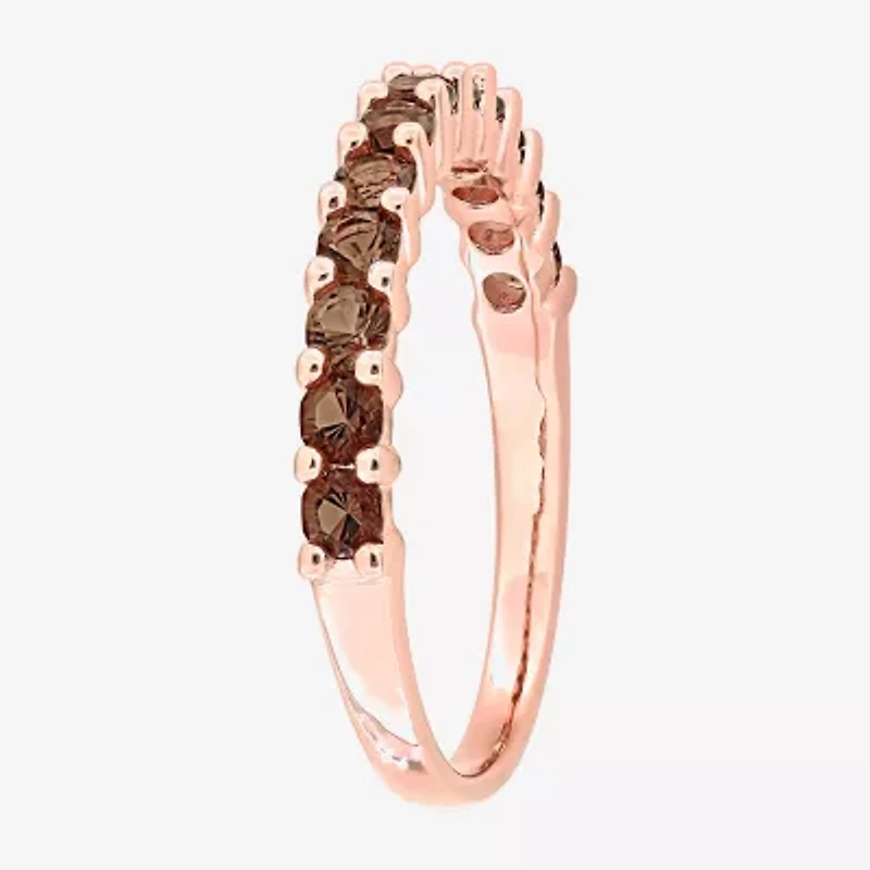 Womens Genuine Brown Quartz 18K Rose Gold Over Silver Eternity Stackable Ring