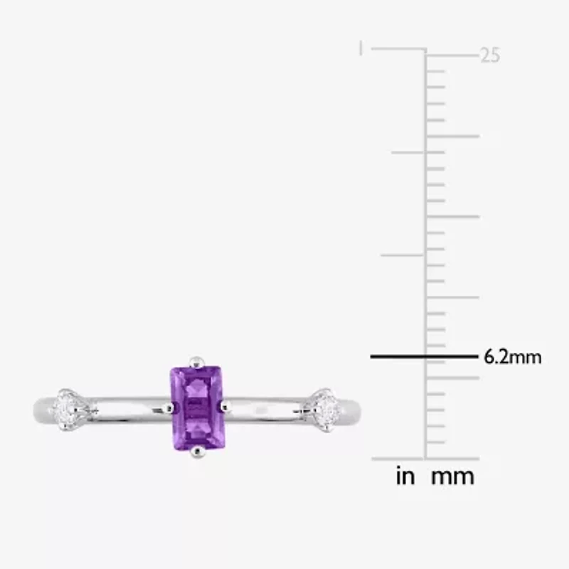 Womens Genuine Purple Amethyst Sterling Silver Stackable Ring