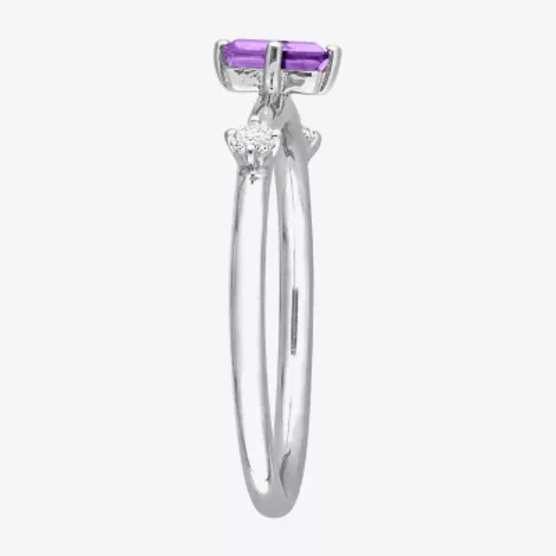 Womens Genuine Purple Amethyst Sterling Silver Stackable Ring