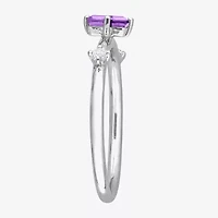 Womens Genuine Purple Amethyst Sterling Silver Stackable Ring