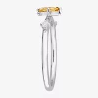 Womens Genuine Yellow Citrine Sterling Silver Marquise Stackable Ring