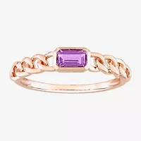 Womens Genuine Purple Amethyst 10K Rose Gold Stackable Ring