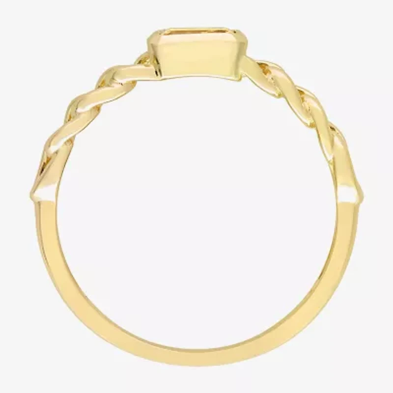 Womens Genuine Yellow Citrine 10K Gold Stackable Ring