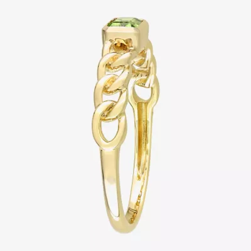 Womens Genuine Green Peridot 10K Gold Stackable Ring