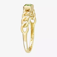 Womens Genuine Green Peridot 10K Gold Stackable Ring
