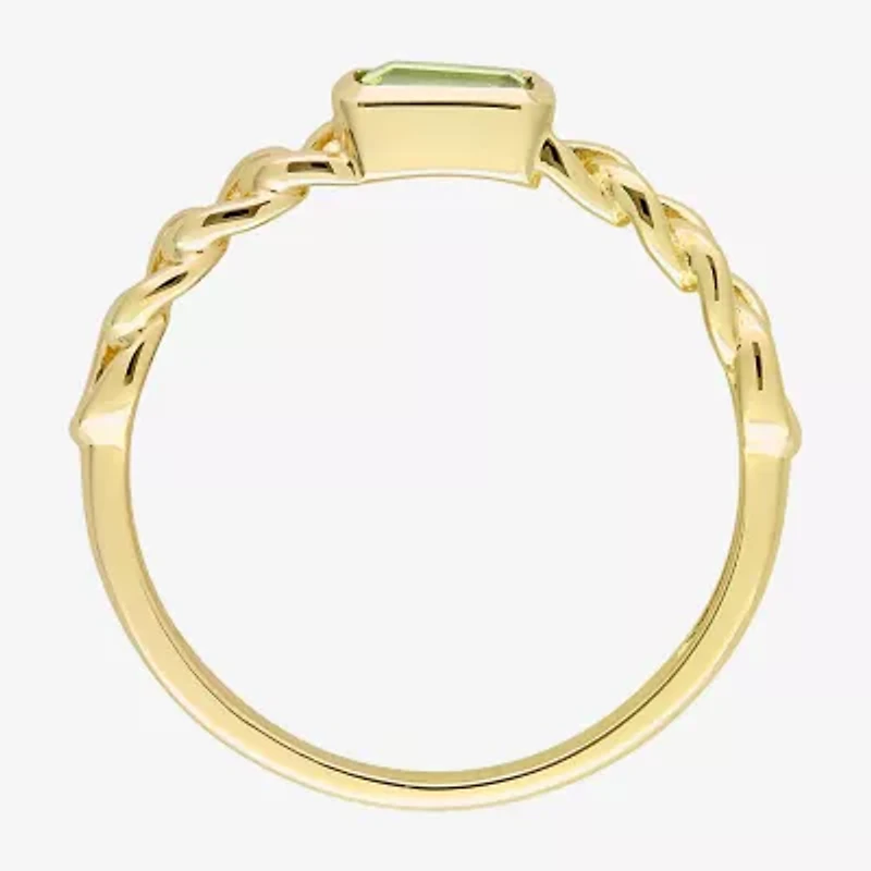 Womens Genuine Green Peridot 10K Gold Stackable Ring