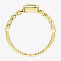 Womens Genuine Green Peridot 10K Gold Stackable Ring