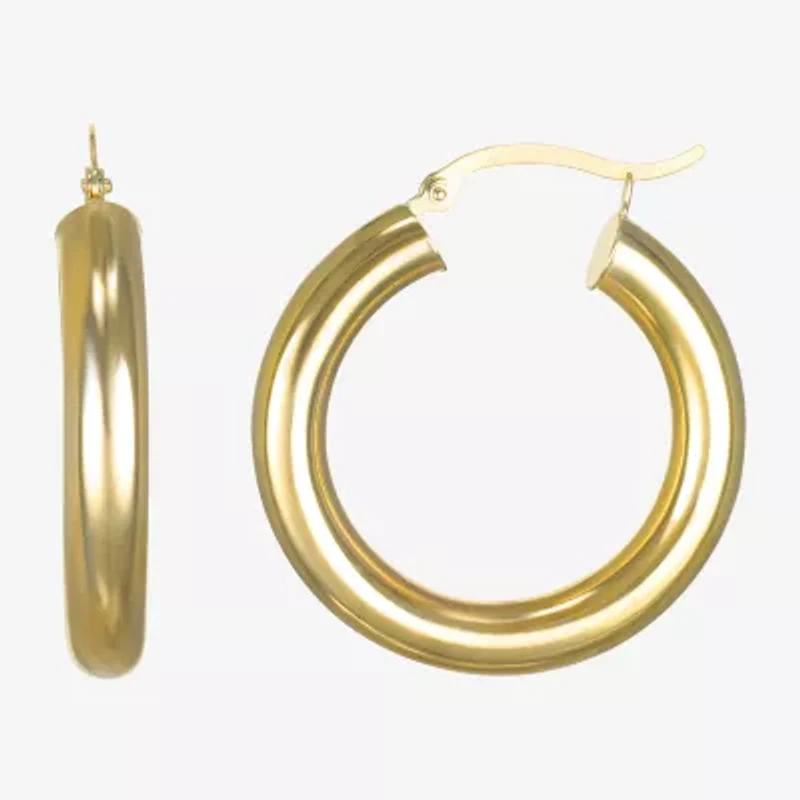 14K Gold 5mm x 25 - 40mm Hoop Earrings