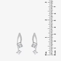 Womens Cubic Zirconia Sterling Silver Drop Earrings