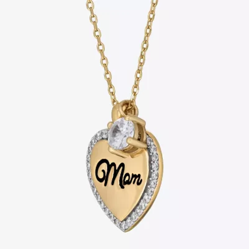 Womens 2 CT. T.W. Cubic Zirconia 18K Gold Over Silver Heart 2-pc. Jewelry Set