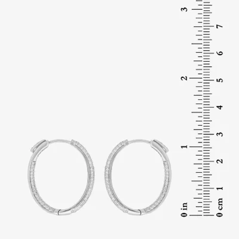 Womens 2 1/2 CT. T.W. Cubic Zirconia Sterling Silver 28mm Curved Hoop Earrings