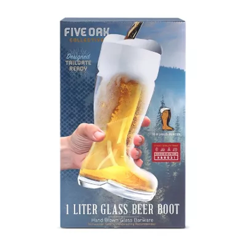 Five Oak Glass Beer Boot Mug