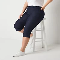 St. John's Bay Secretly Slender Womens Plus Straight Mid Rise Capri Pant