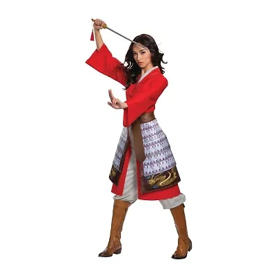 Womens Hero Red Dress Deluxe Princess Mulan Costume