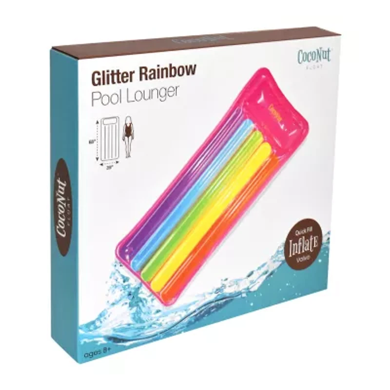 Coconut Float Glitter Rainbow Lounge Party Decoration Pool Float