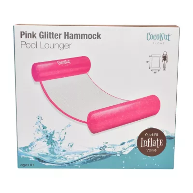 Coconut Float Pink Glitter Hammock Lounger Pool Float