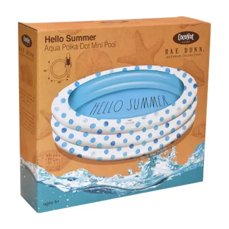 Rae Dunn Hello Summer Aqua Poka Dots Inflatable Pool Inflatable Pool