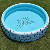 Rae Dunn Hello Summer Aqua Poka Dots Inflatable Pool Inflatable Pool