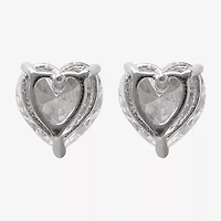 Silver Treasures Cubic Zirconia Sterling Silver 8mm Heart Stud Earrings