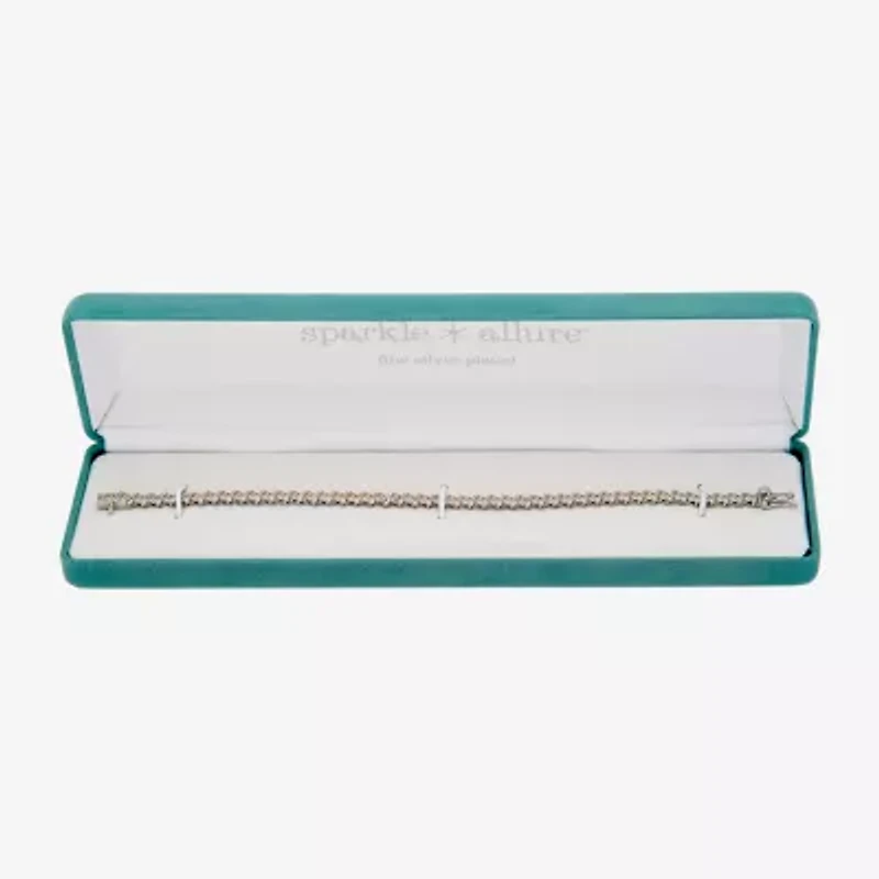 Sparkle Allure Womens Natural Diamond Accent Pure Silver Over Bronze 7.25 Inch Tennis Bracelet
