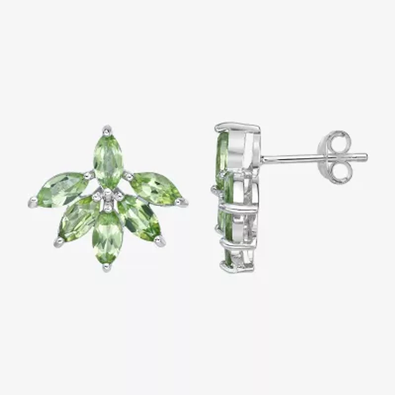 Genuine Green Peridot Sterling Silver 15mm Stud Earrings