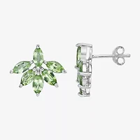 Genuine Green Peridot Sterling Silver 15mm Stud Earrings
