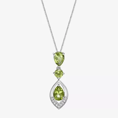 Womens Gemstone Sterling Silver Pendant Necklace