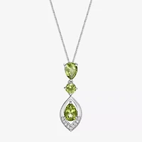 Womens Gemstone Sterling Silver Pendant Necklace