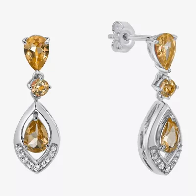 Womens Genuine Green Peridot Sterling Silver Drop Earrings