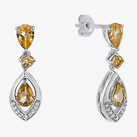 Womens Genuine Green Peridot Sterling Silver Drop Earrings