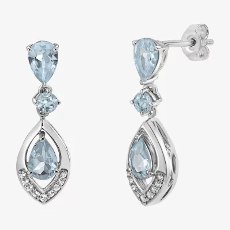 Womens Genuine Green Peridot Sterling Silver Drop Earrings