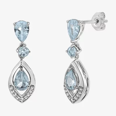 Womens Genuine Green Peridot Sterling Silver Drop Earrings