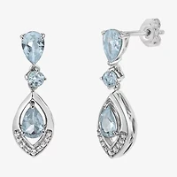 Womens Genuine Green Peridot Sterling Silver Drop Earrings