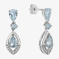 Womens Genuine Green Peridot Sterling Silver Drop Earrings