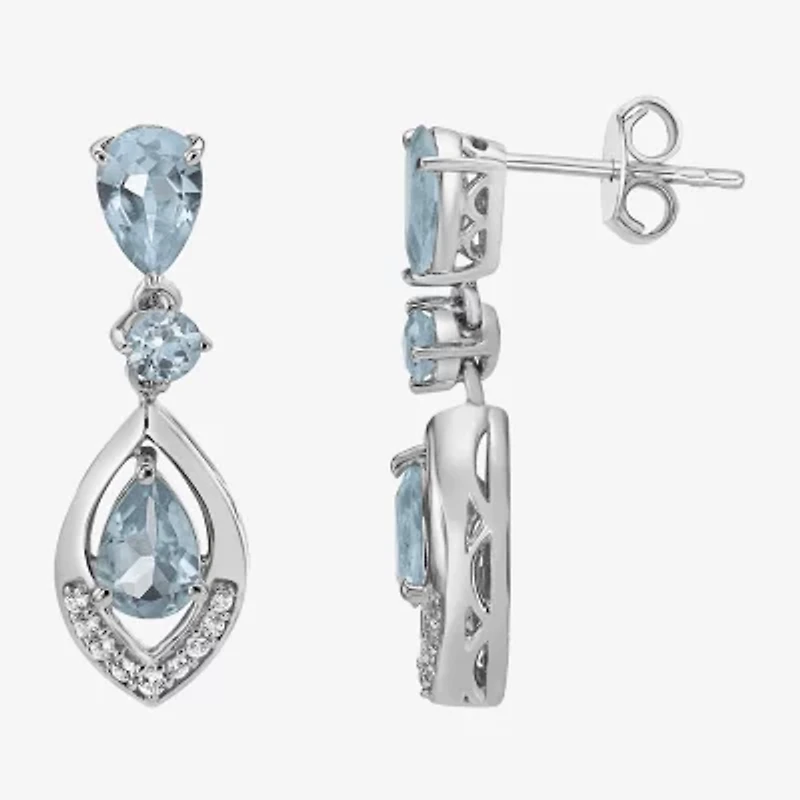 Womens Genuine Green Peridot Sterling Silver Drop Earrings