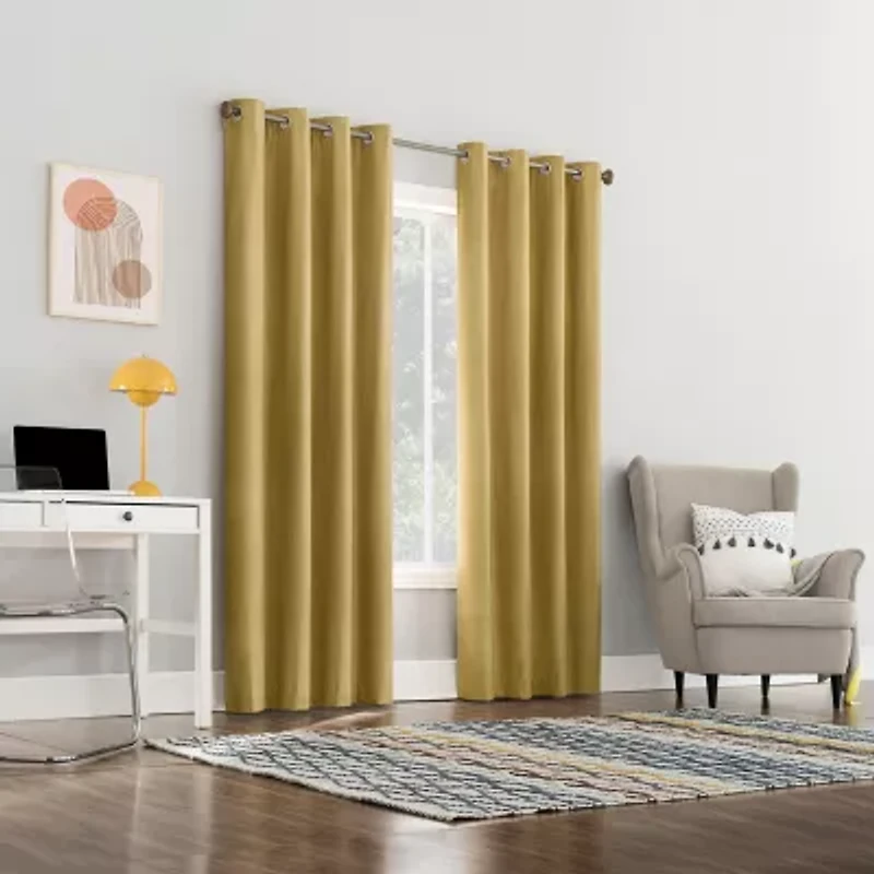 Sun Zero Duran Grommet Top Energy Saving 100% Blackout Single Curtain Panel