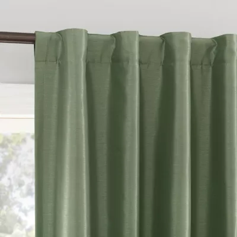 Sun Zero Evelina Faux Dupioni Silk Thermal Extreme Back Tab Energy Saving 100% Blackout Single Curtain Panel