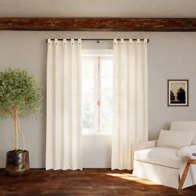 Archaeo Boulder Tab Top Sheer Single Curtain Panel