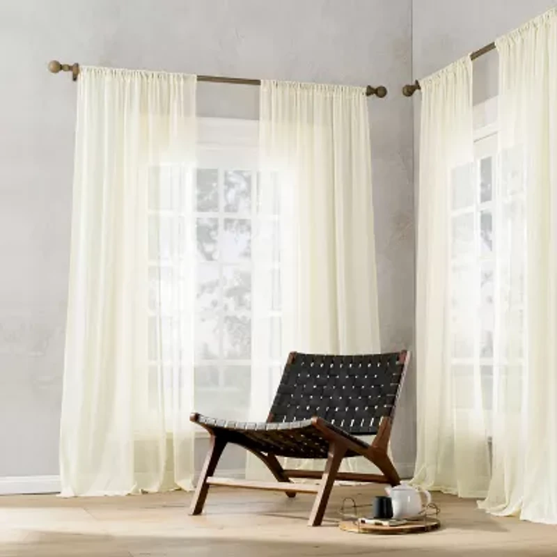 Archaeo Coralie Rod Pocket Sheer Single Curtain Panel