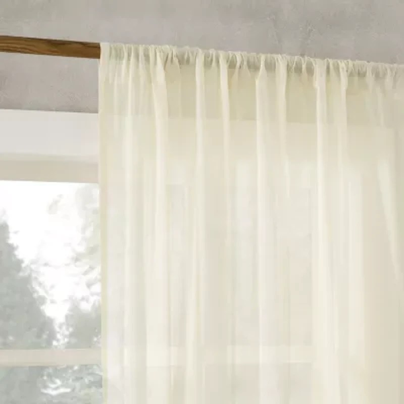 Archaeo Coralie Rod Pocket Sheer Single Curtain Panel