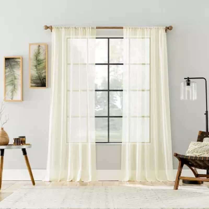 Archaeo Coralie Rod Pocket Sheer Single Curtain Panel