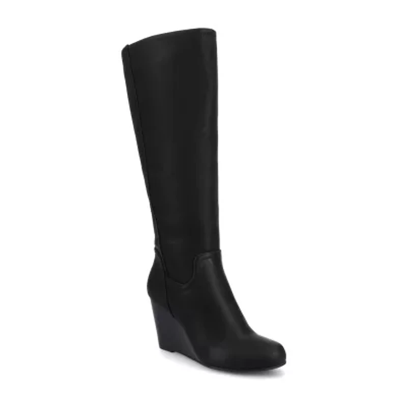 Journee Collection Womens Langly-Wc Wide Calf Wedge Heel Dress Boots