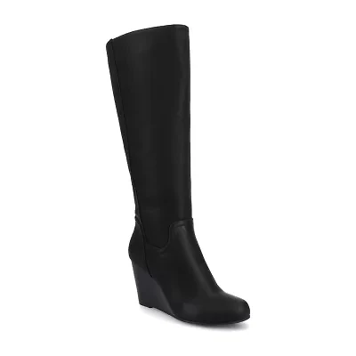 Journee Collection Womens Langly-Wc Wide Calf Wedge Heel Dress Boots