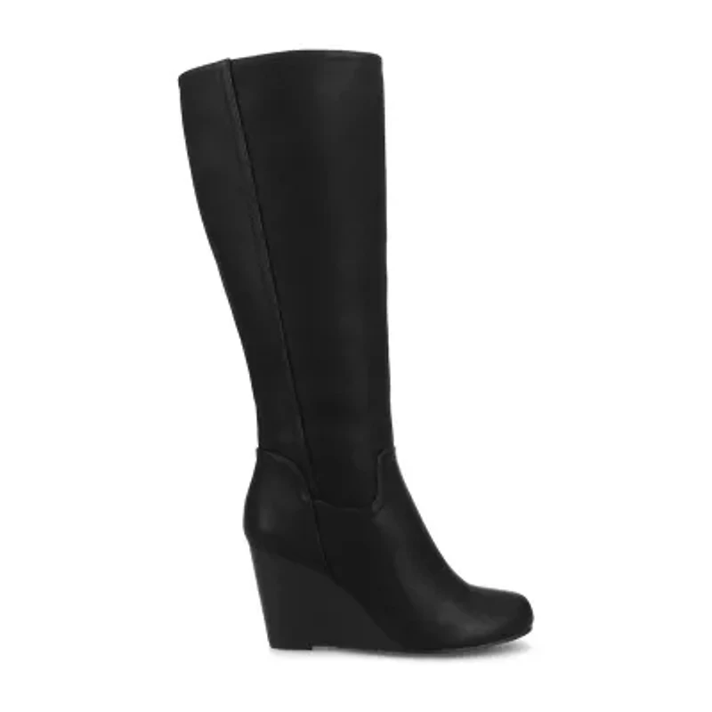 Journee Collection Womens Langly-Wc Wide Calf Wedge Heel Dress Boots