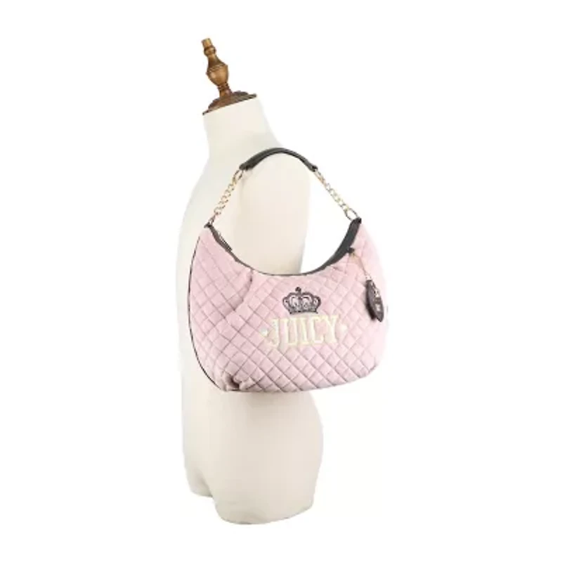 Juicy By Couture Crowning Glory Quilted Velour Hobo Bag