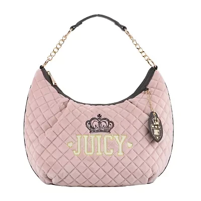 Juicy By Couture Crowning Glory Quilted Velour Hobo Bag
