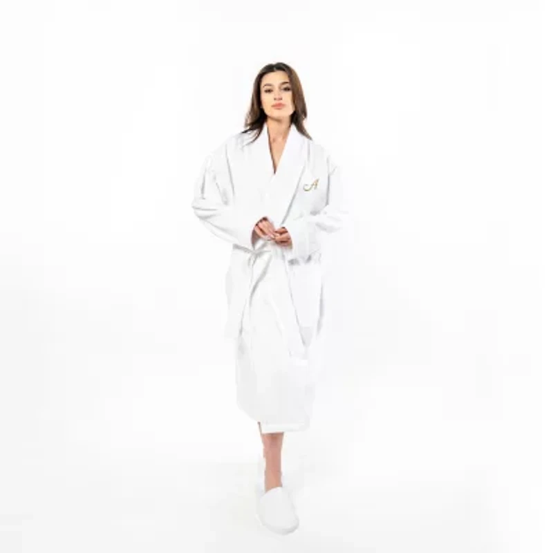 Linum Home Textiles Personalized Anovia Bathrobe Unisex Adult Velour Long Sleeve Length Robe