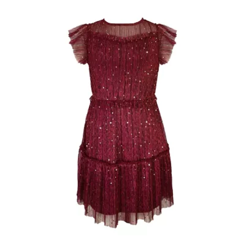 Lilt Big Kid Girls Short Sleeve Ruffled A-Line Dress