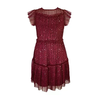 Lilt Big Kid Girls Short Sleeve Ruffled A-Line Dress